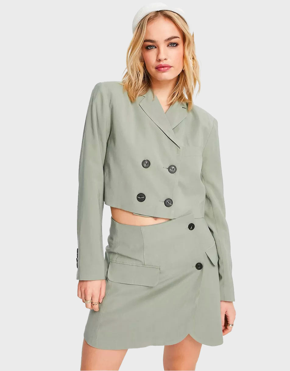 Sage Green Cropped Blazer & Skirt Main image