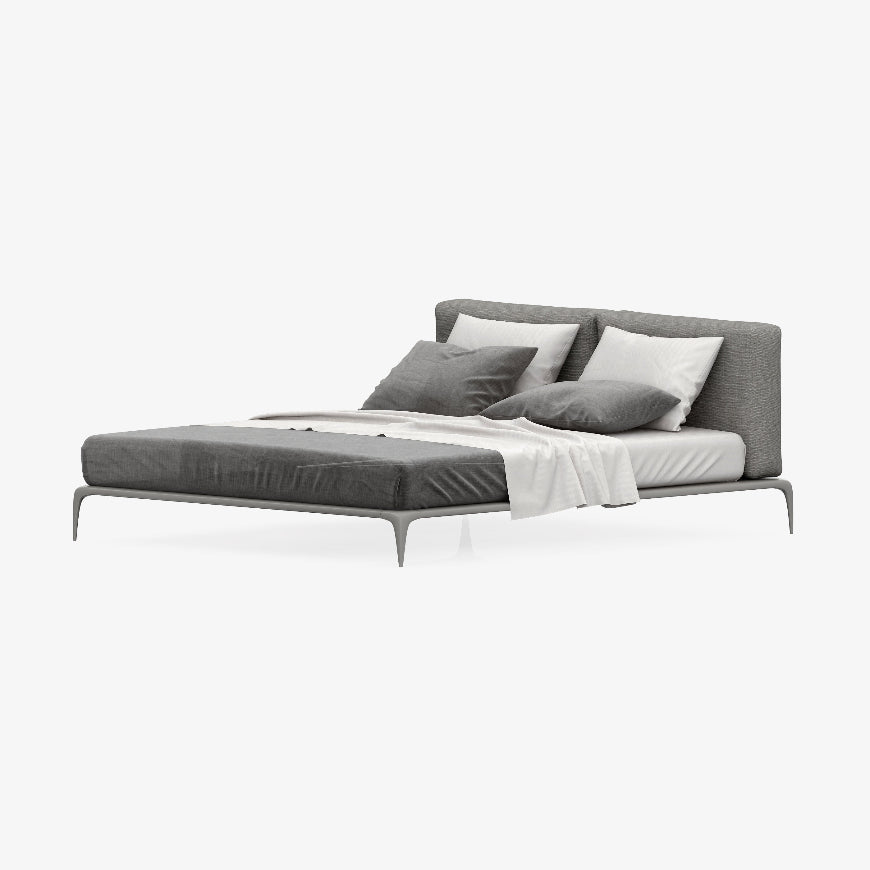 Modern Upholstered Platform Bed with Wingback Headboard