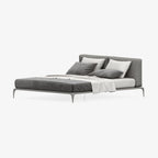 Modern Upholstered Platform Bed with Wingback Headboard