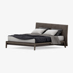 Modern Upholstered Platform Bed with Wingback Headboard