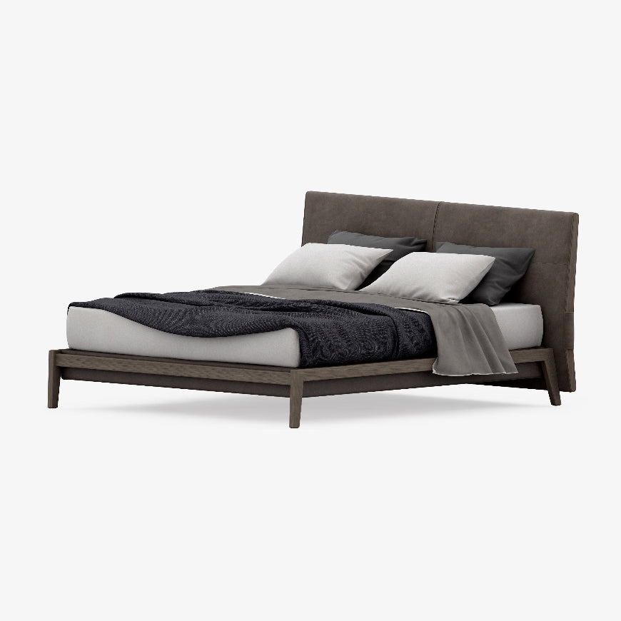 Modern Upholstered Platform Bed with Wingback Headboard