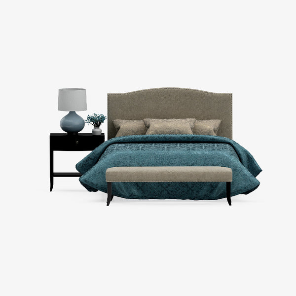 Modern Upholstered Platform Bed with Wingback Headboard
