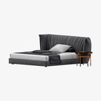 Modern Upholstered Platform Bed with Wingback Headboard