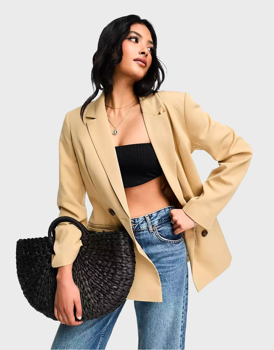 Terracotta Luxe Faux Leather Blazer
