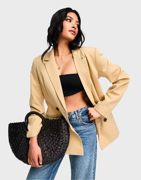 Terracotta Luxe Faux Leather Blazer