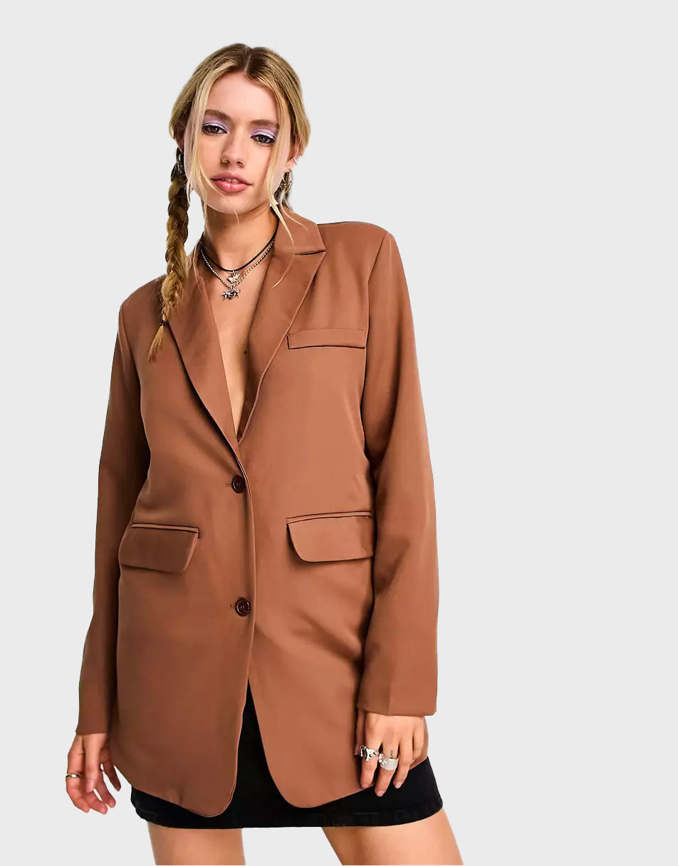 Terracotta Luxe Faux Leather Blazer