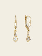 Art Deco Diamond Drop Earrings 14K Yellow Gold
