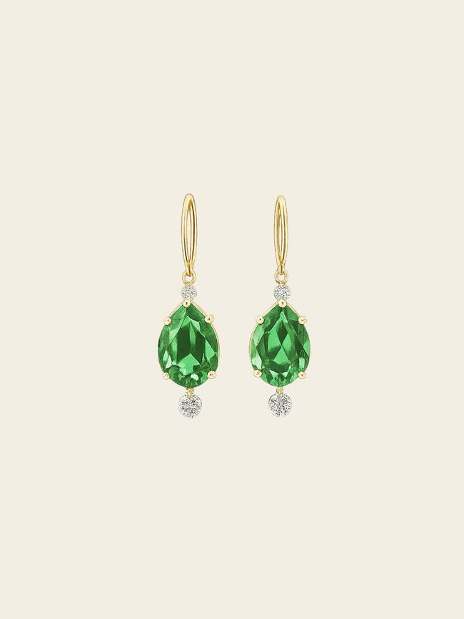 Emerald Teardrop Gold Earrings Hover Image