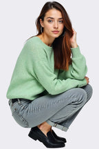 Mint Green Ribbed Knit Sweater