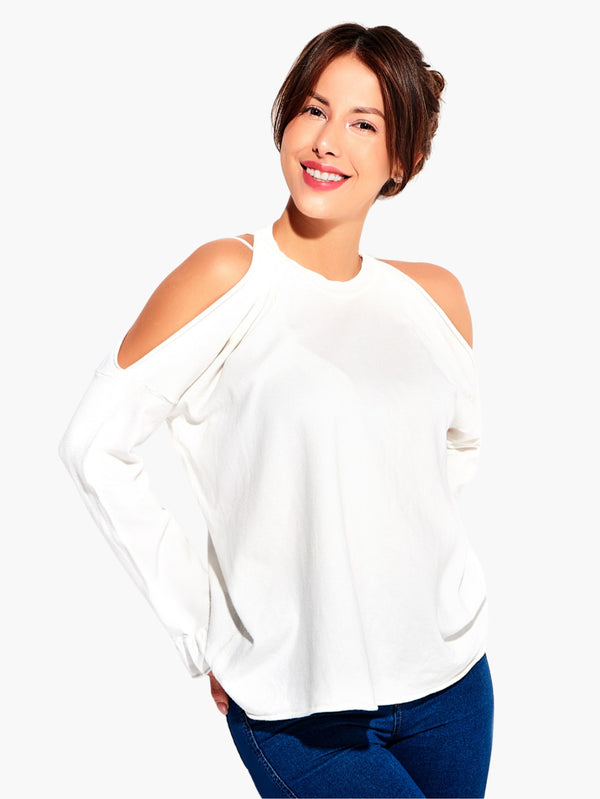 White Cold Shoulder Women’s Top