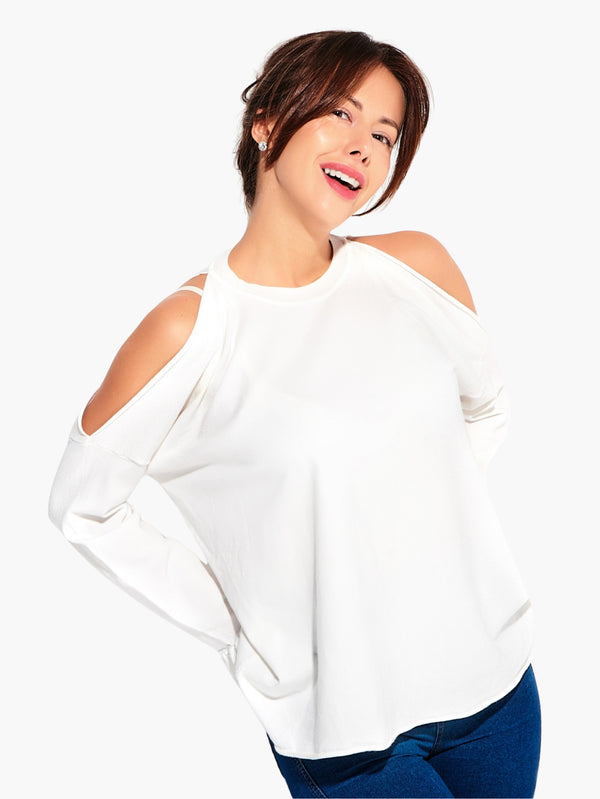 White Cold Shoulder Women’s Top