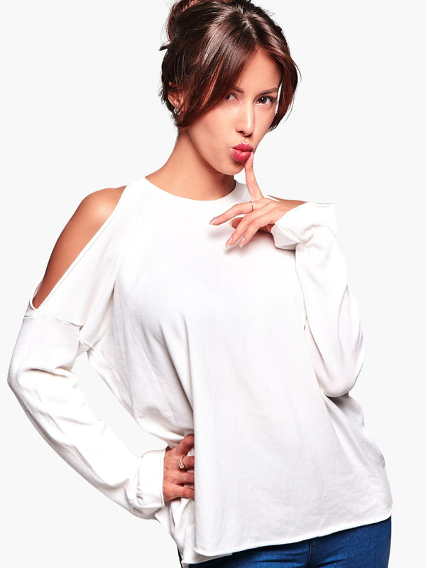 White Cold Shoulder Women’s Top