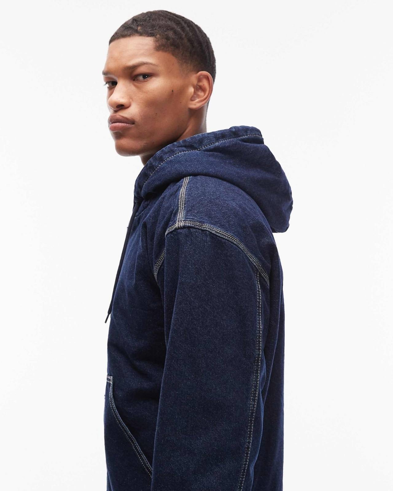 Denim Zip-Up Hoodi