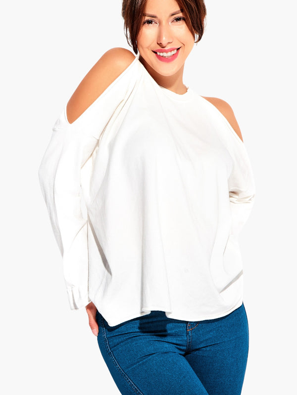 White Cold Shoulder Women’s Top