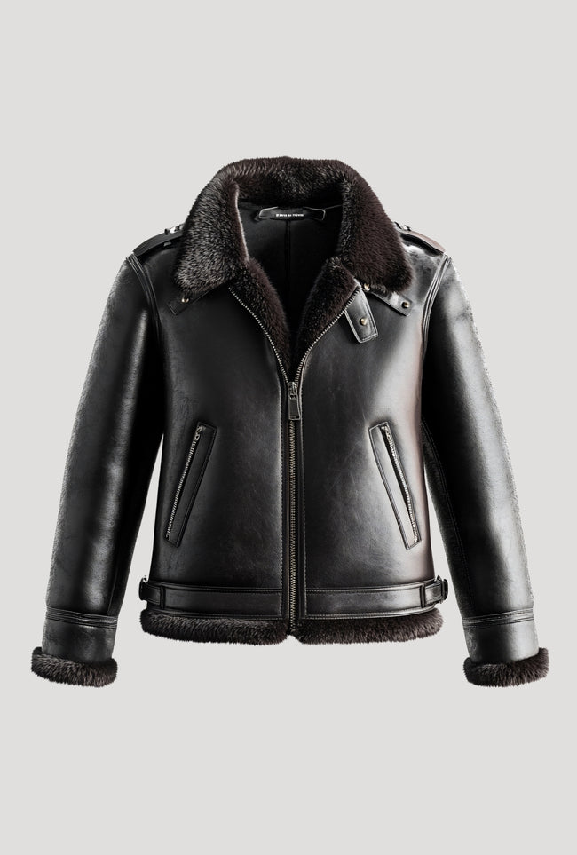 Premium Shearling-Lined Leather Jacket Hover Image