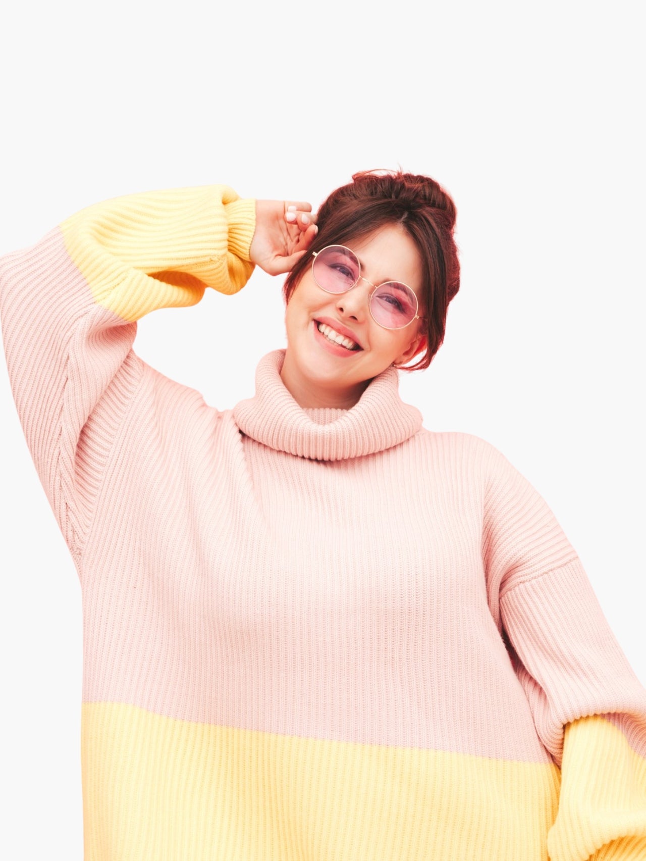 Colorblock Turtleneck Oversized Sweater