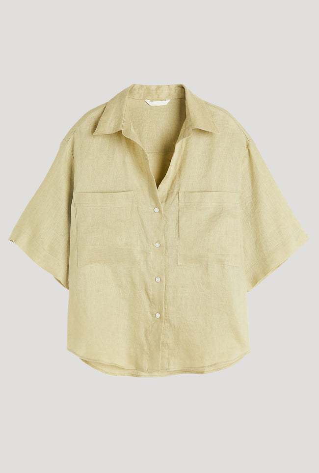 Women’s Linen Short-Sleeve Shirt Hover Image
