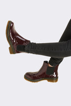 Burgundy Patent Leather Chelsea Boots