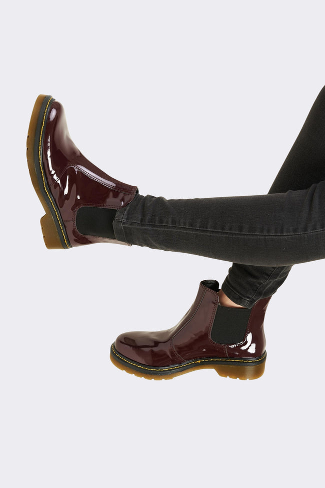 Burgundy Patent Leather Chelsea Boots Main Image