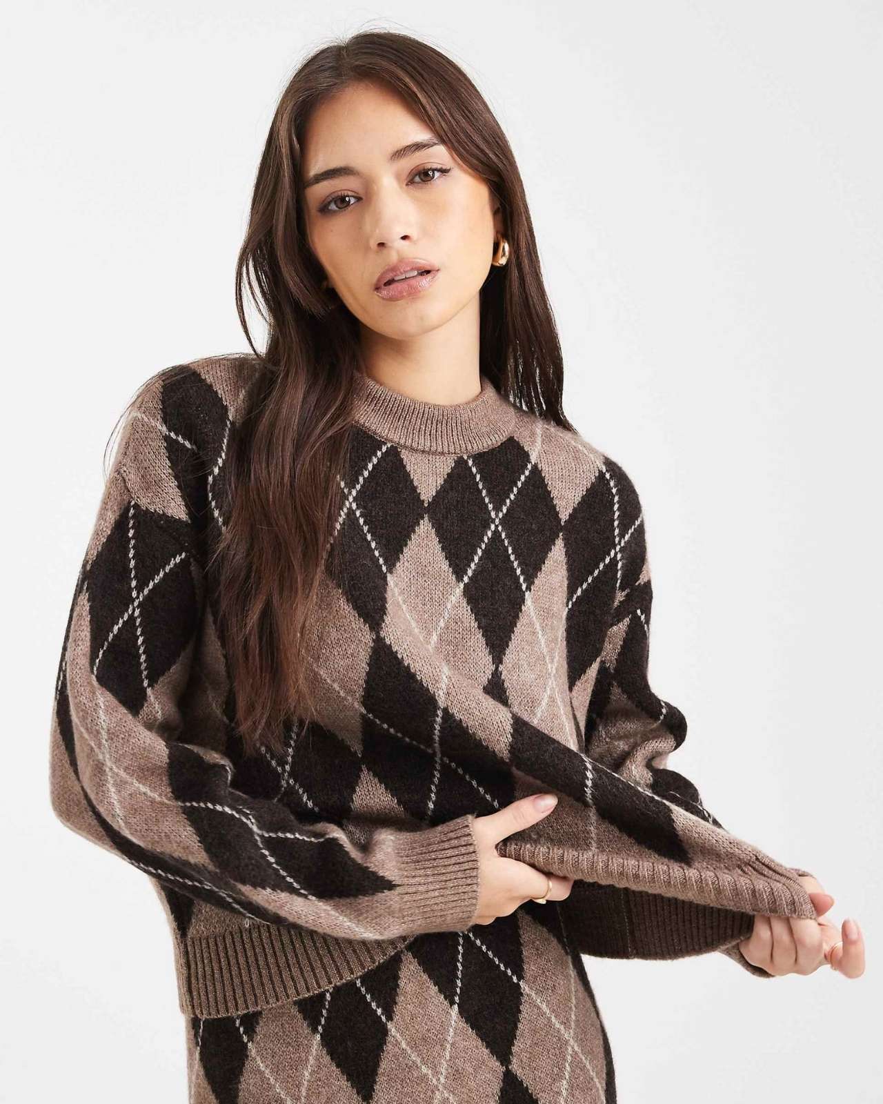 Argyle Knit Sweater & Skirt Set Secondary image