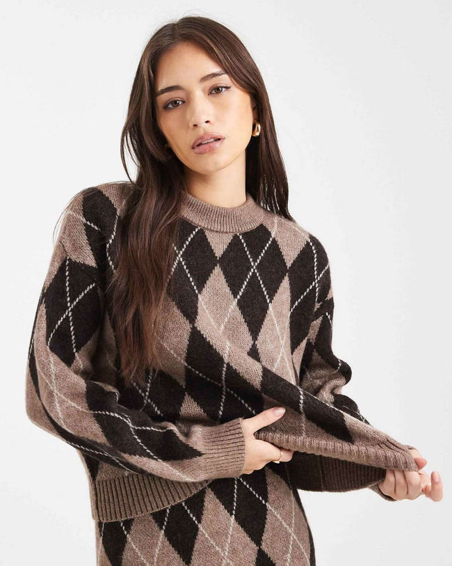 Argyle Knit Sweater & Skirt Set Main Image
