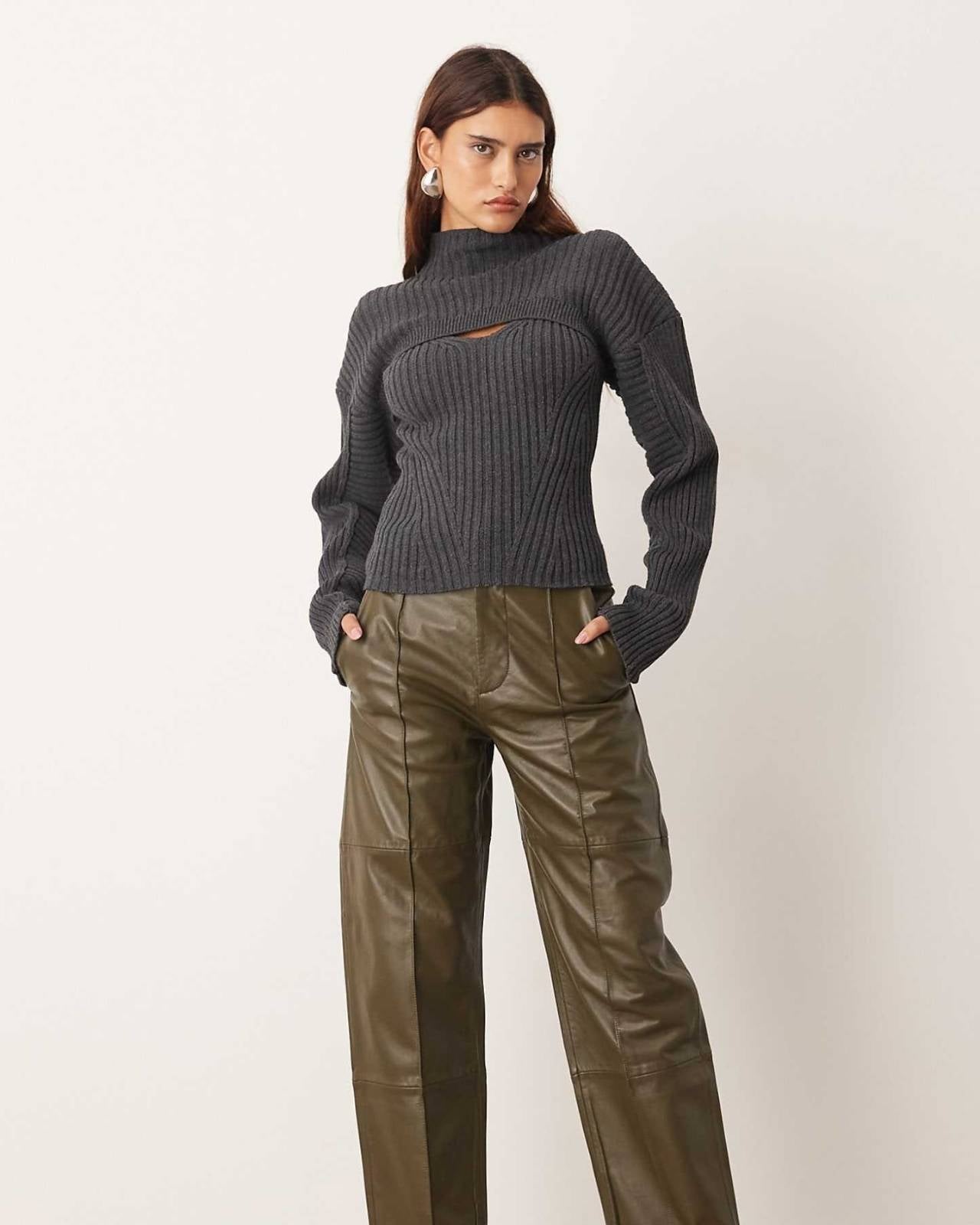 Cut-Out Ribbed Knit Sweater Main image