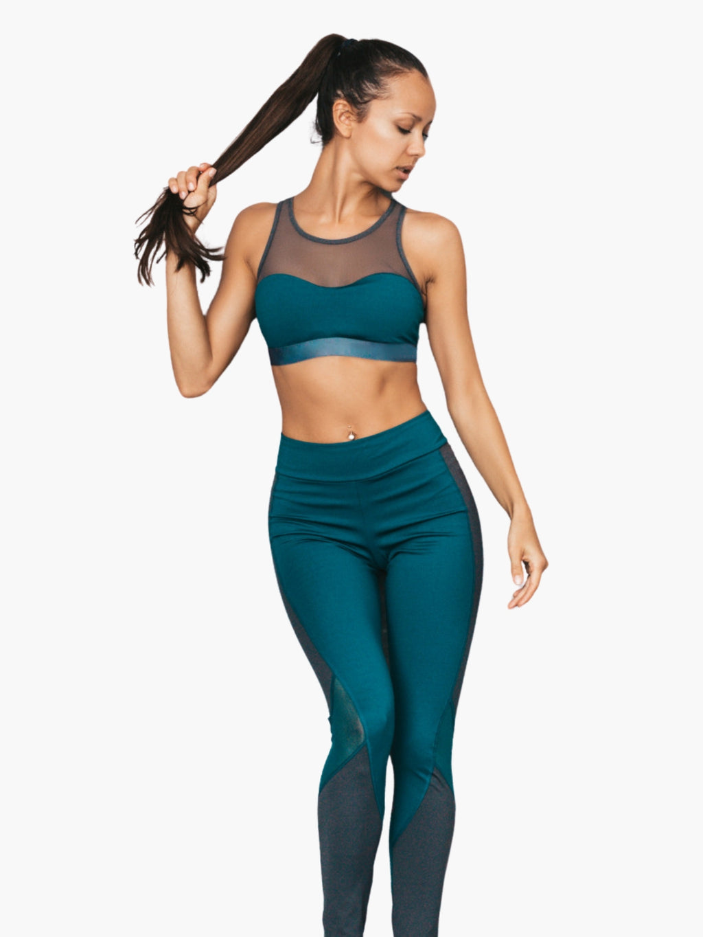 Mesh Panel Sports Bra & High-Waist Leggings Set