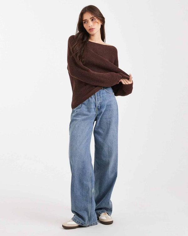 Off-Shoulder Knit Sweater