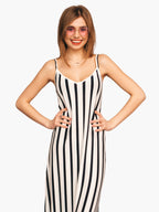 Black & White Striped Spaghetti Strap Dress