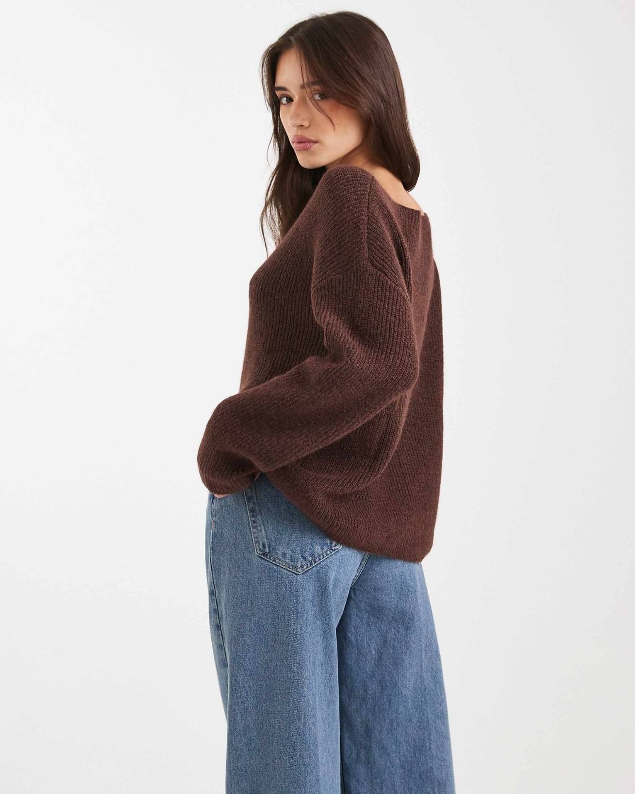 Off-Shoulder Knit Sweater