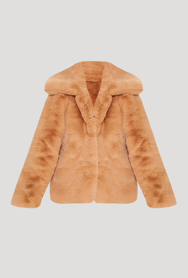 Cozy Faux Fur Hooded Jacket Hover Image
