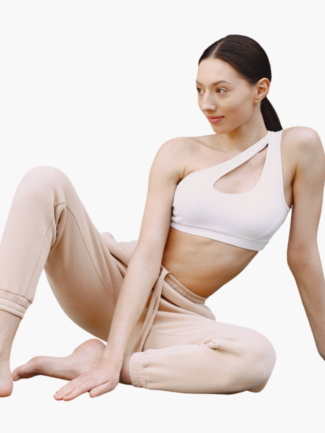 One-Shoulder Cutout Sports Bra & Relaxed Joggers Set Main Image