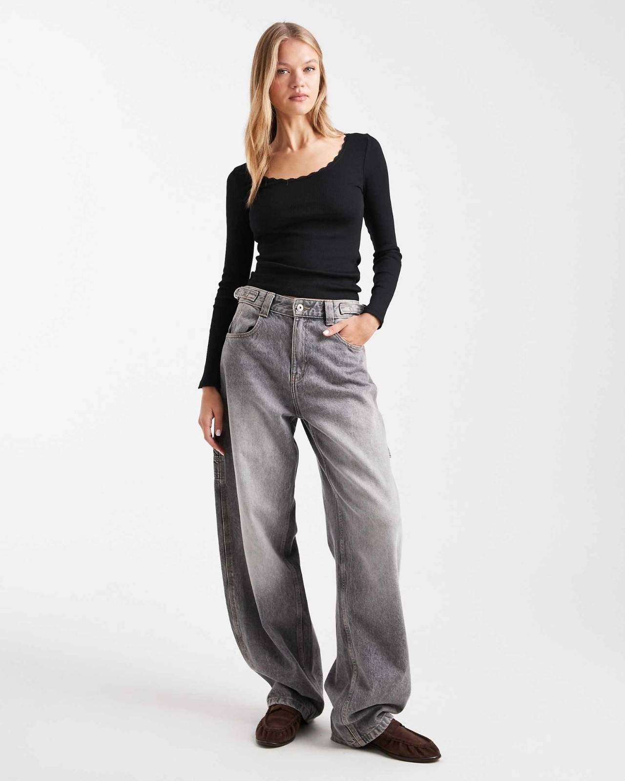 Square-Neck Long Sleeve Top