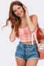 Pink Lace-Up Crop Top