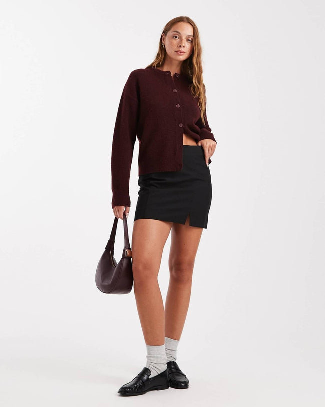 Minimal Front-Slit Mini Skirt Hover Image