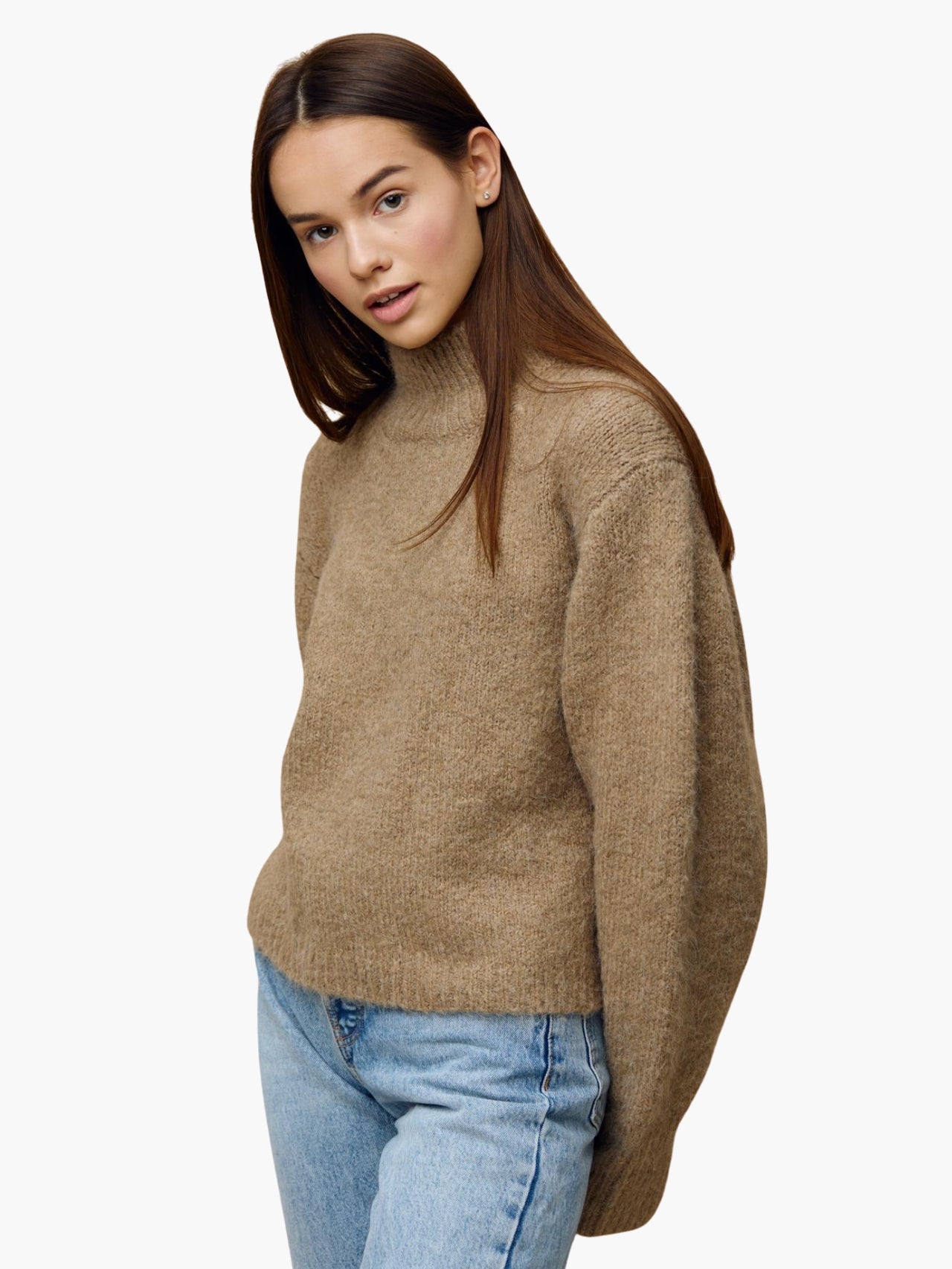 Cozy High-Neck Wool Blend Sweater
