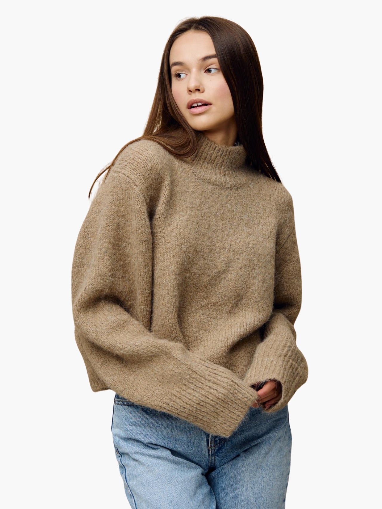 Cozy High-Neck Wool Blend Sweater