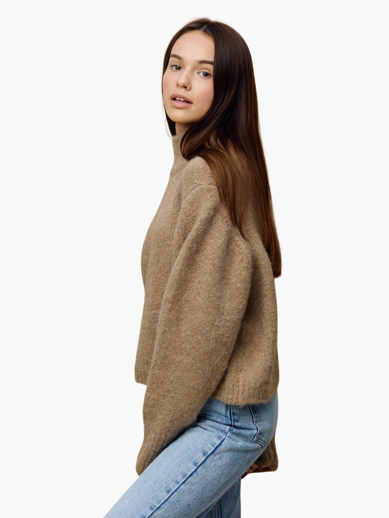 Cozy High-Neck Wool Blend Sweater