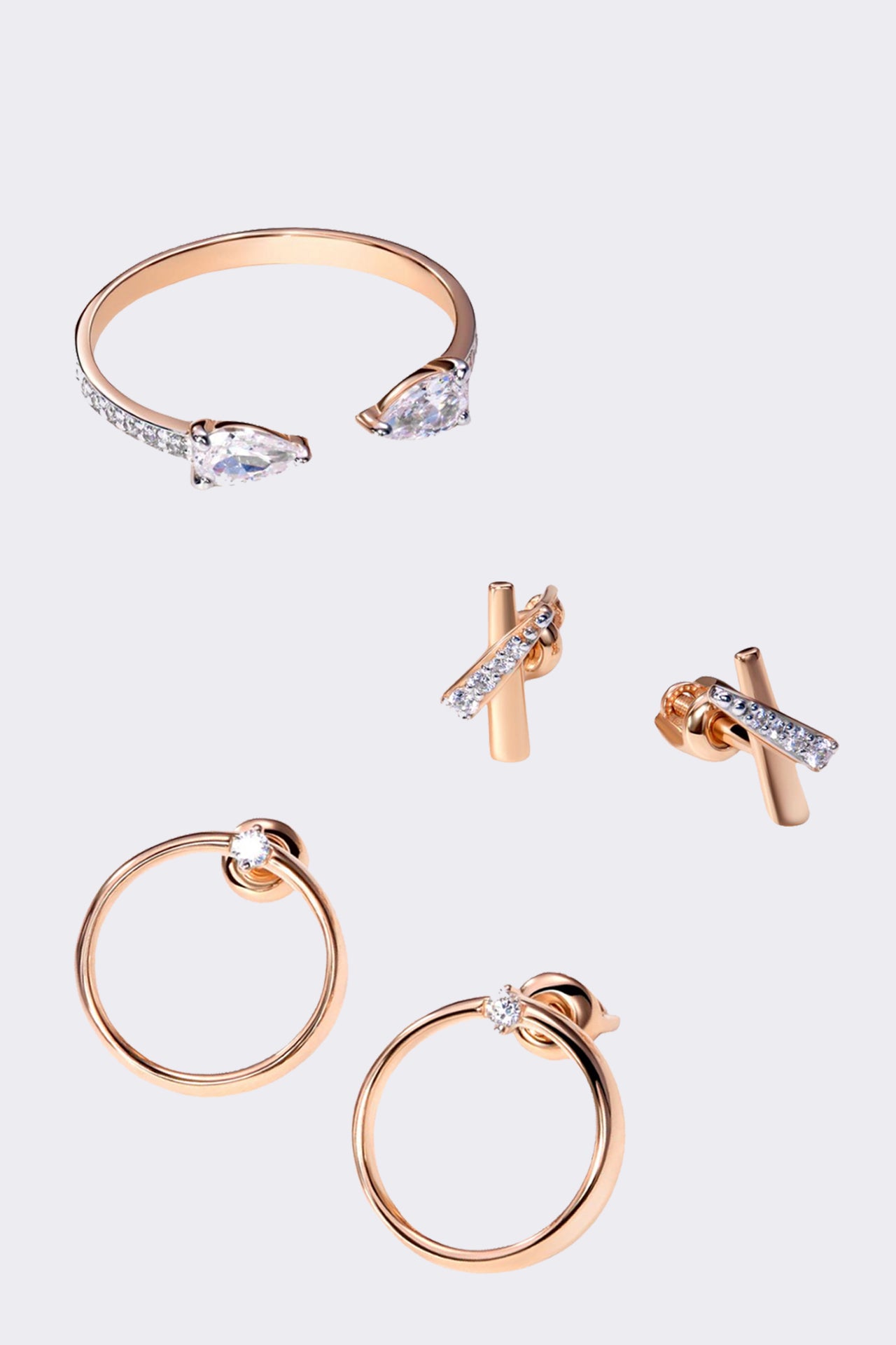 Elegant Gold-Plated Jewelry Set with Zircon Accents Main image