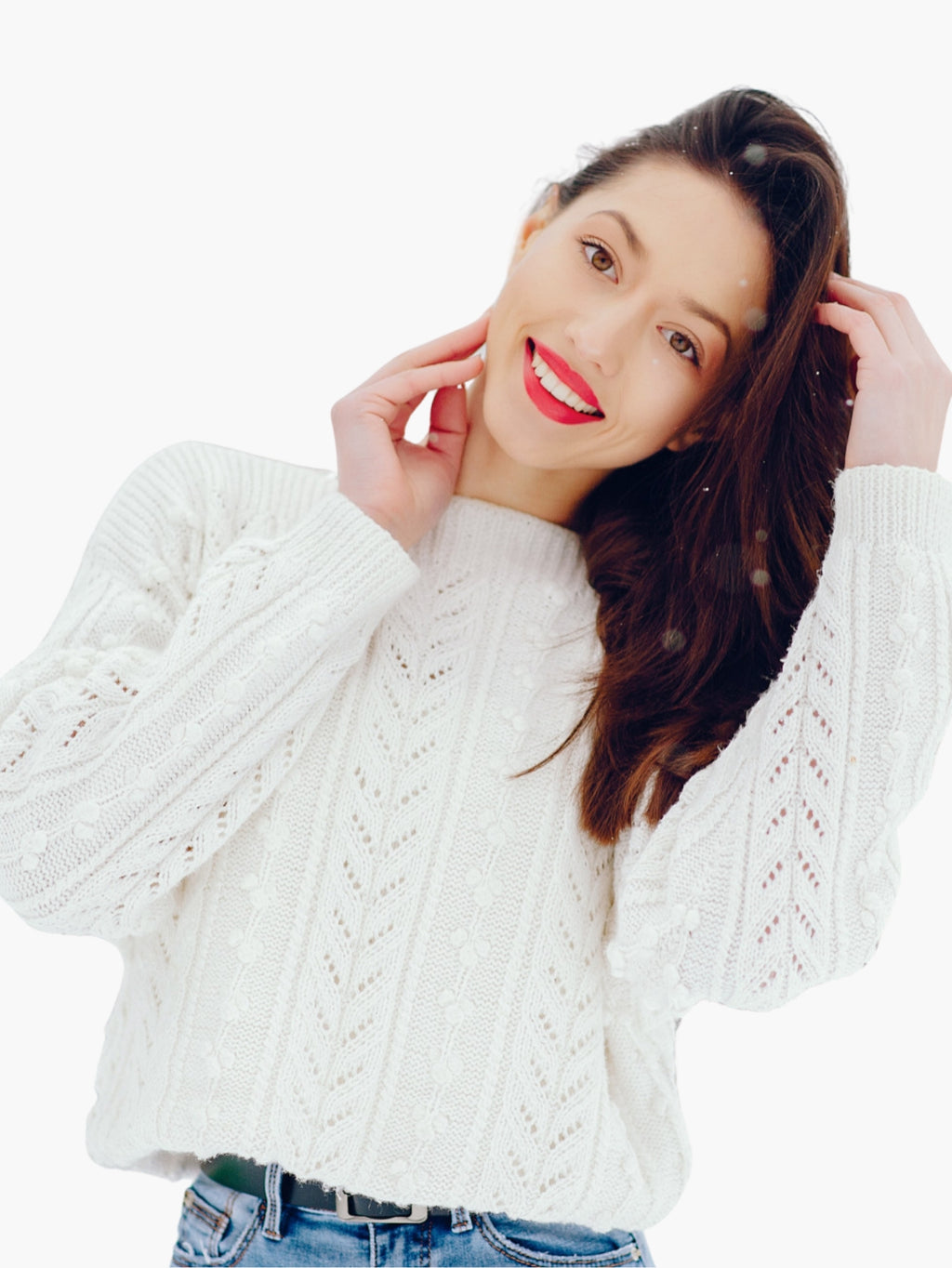 Classic White Cable Knit Sweater