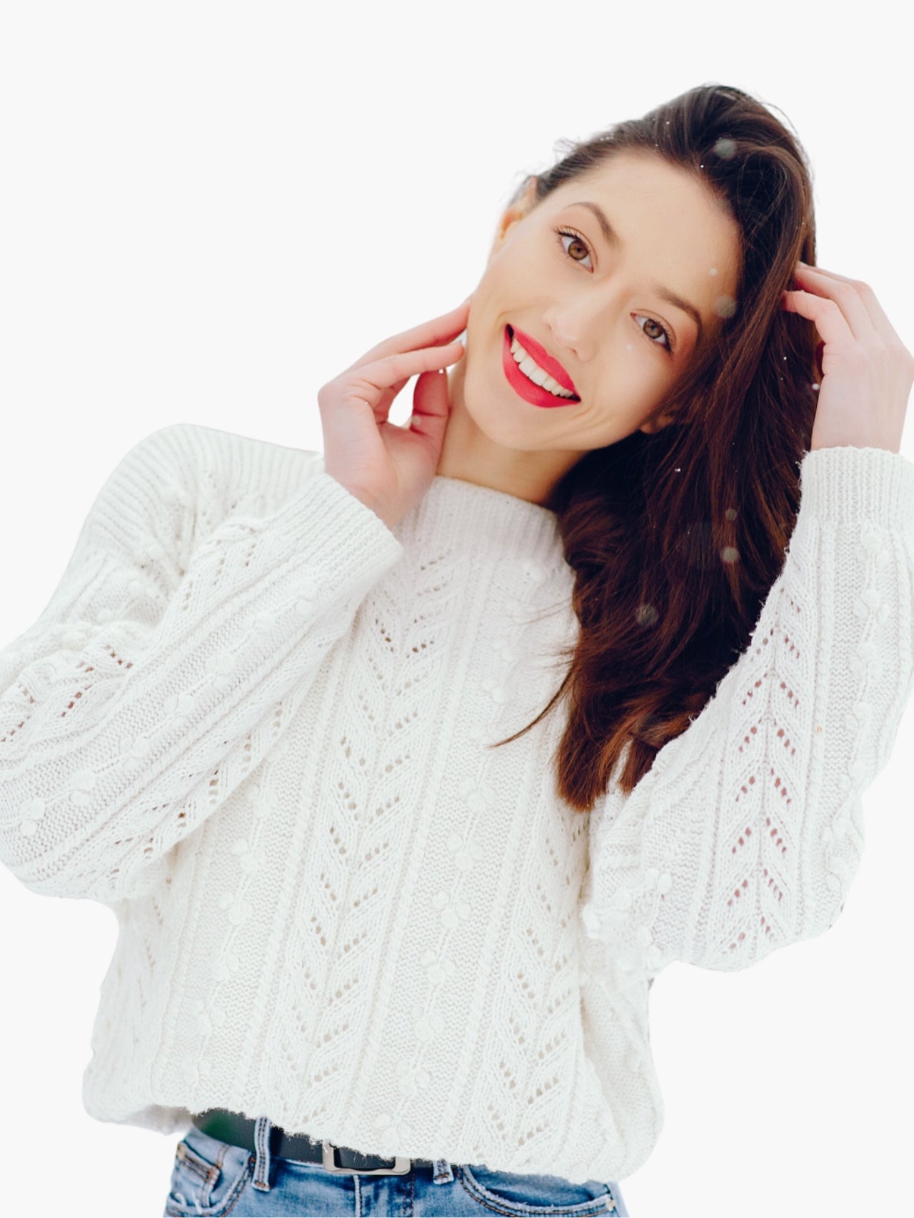 Classic White Cable Knit Sweater
