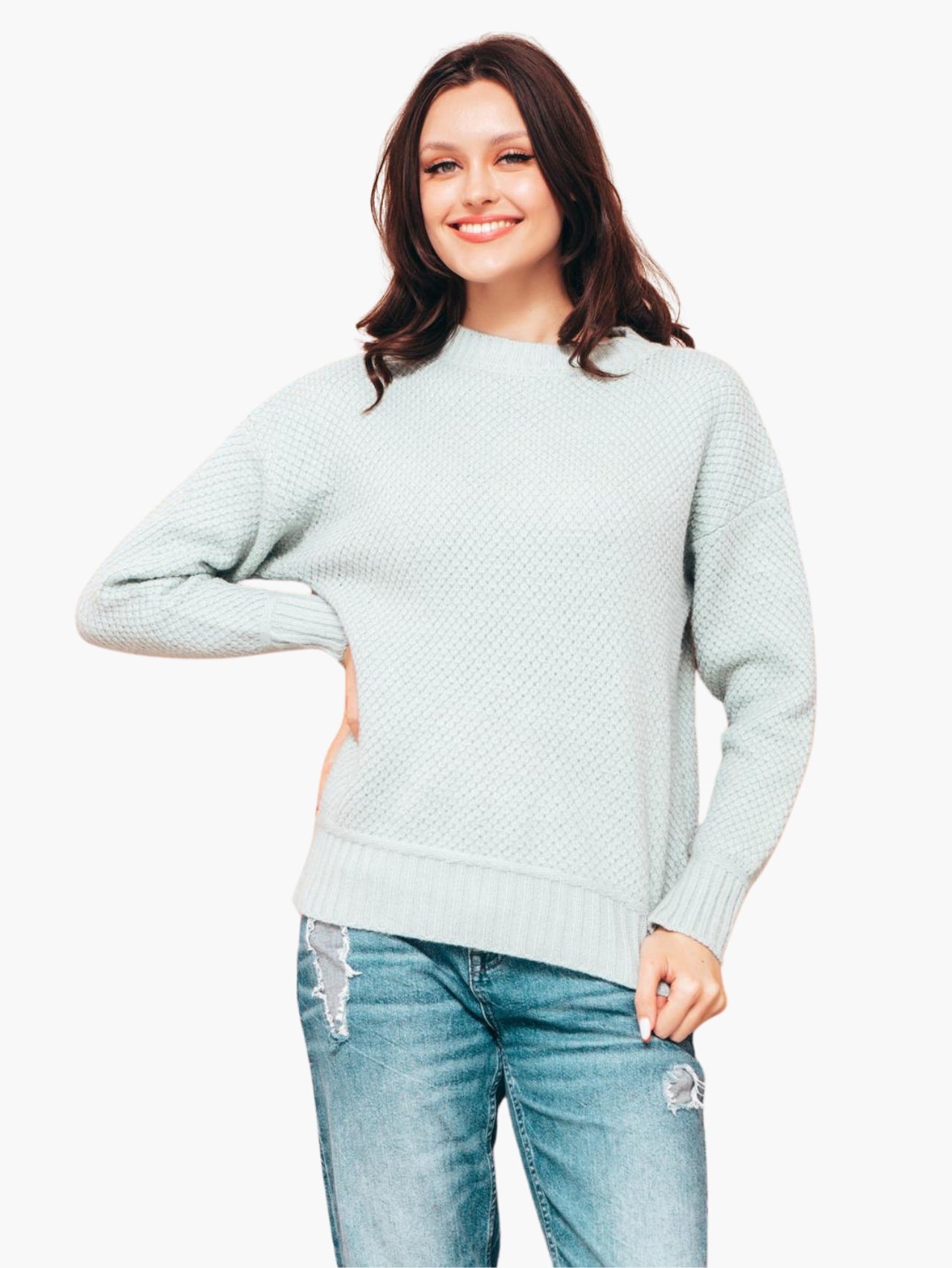 Textured Knit Crewneck Sweater Secondary image