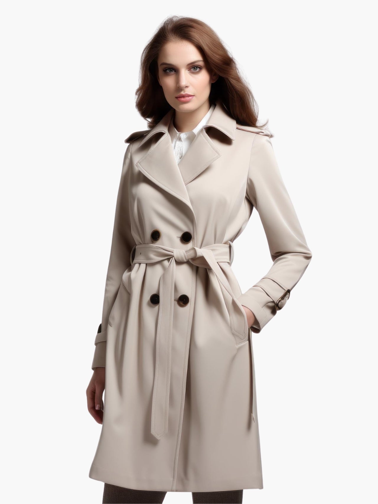 Belted Double-Breasted Trench Coat