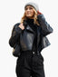 Cropped Black Faux Leather Biker Jacket
