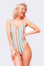 Pastel Striped One-Piece Swimsuit