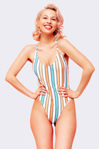Pastel Striped One-Piece Swimsuit