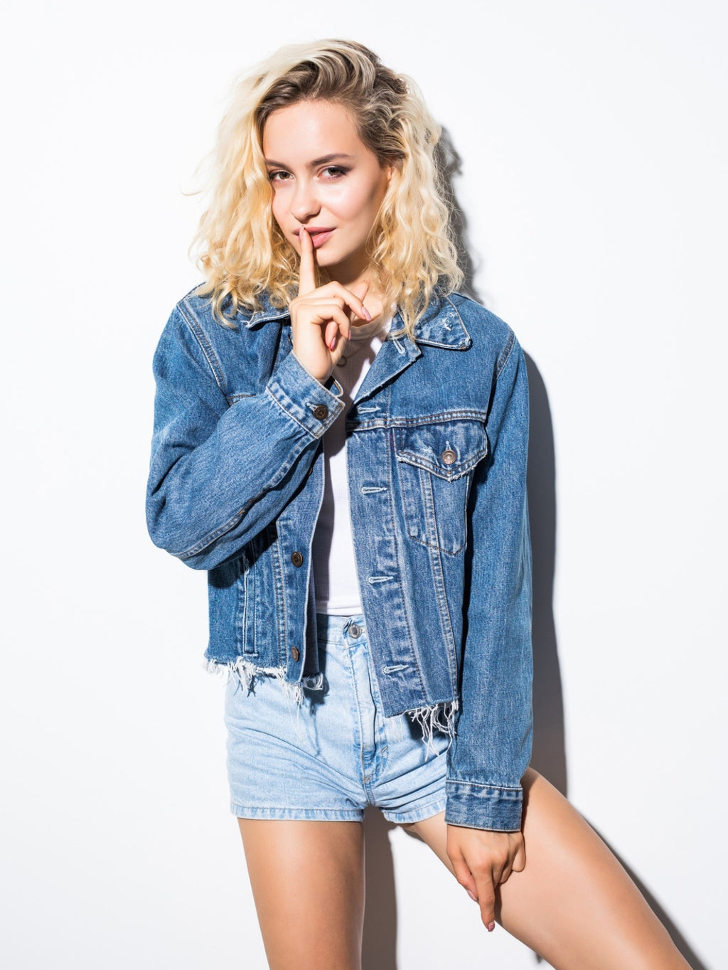 Cropped Distressed Denim Jacket