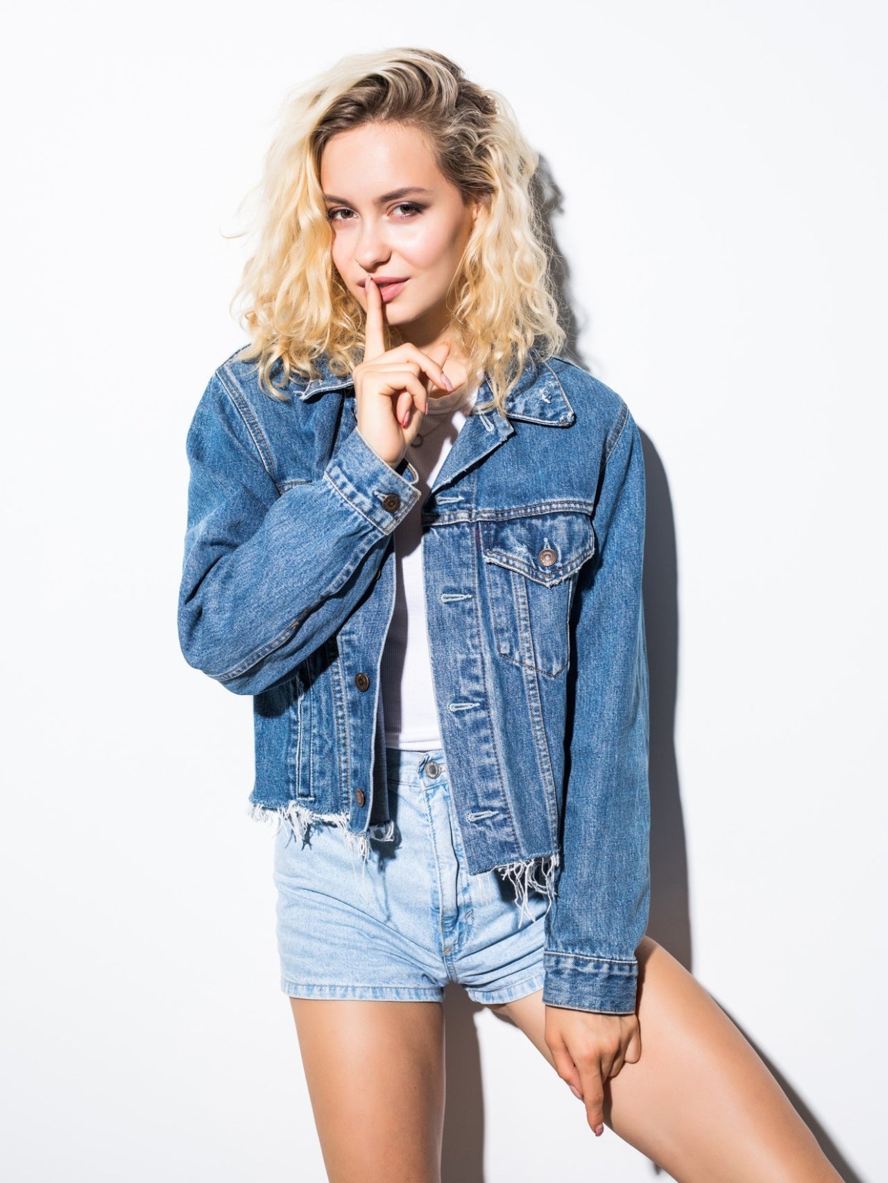 Cropped Distressed Denim Jacket