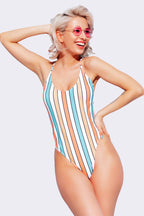 Pastel Striped One-Piece Swimsuit
