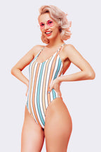 Pastel Striped One-Piece Swimsuit